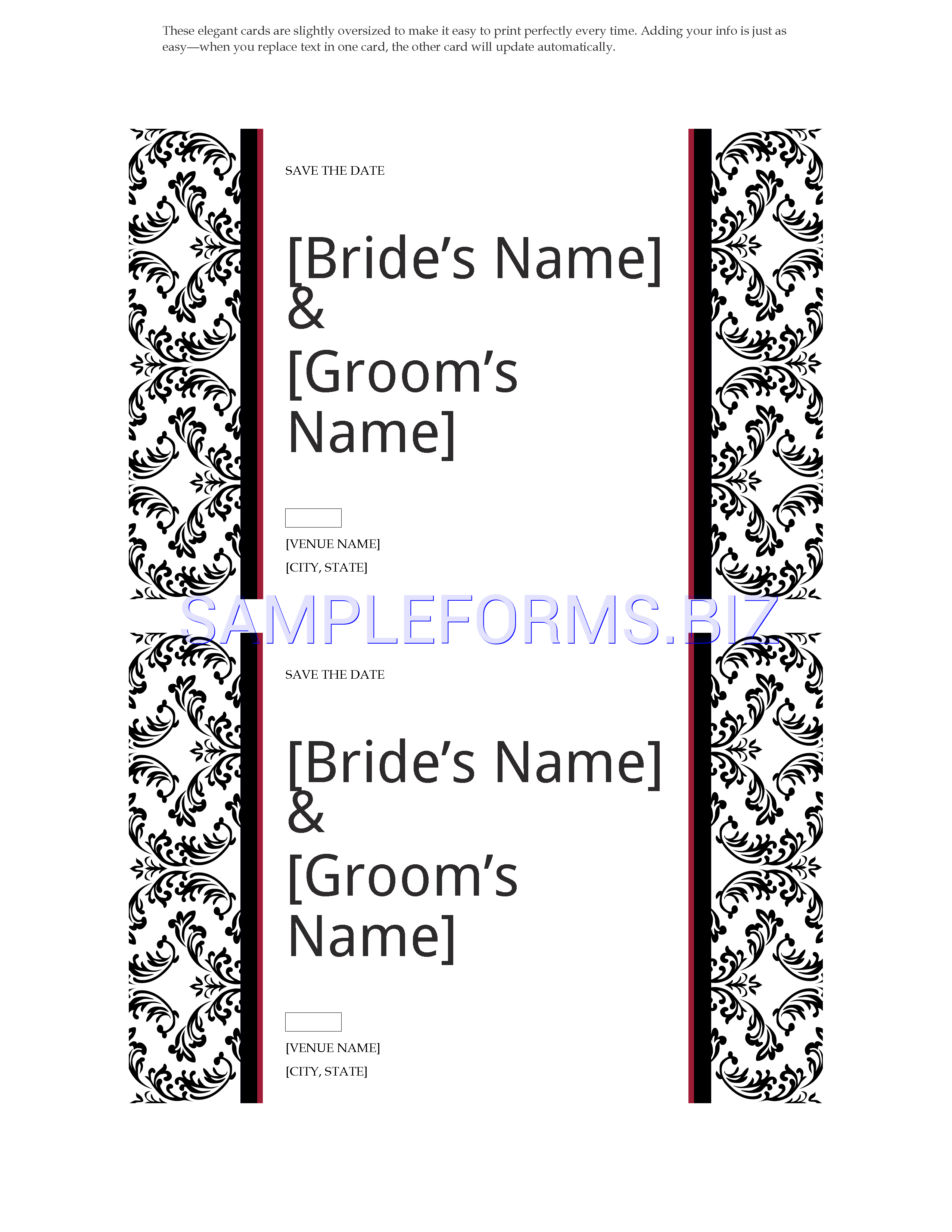 Preview free downloadable Save the Date Card (Black and White Wedding Design) in PDF (page 1)